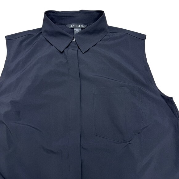 Athleta Women's Black Button Down Sleeveless Collared Blouse Top, Size S - Picture 3 of 8
